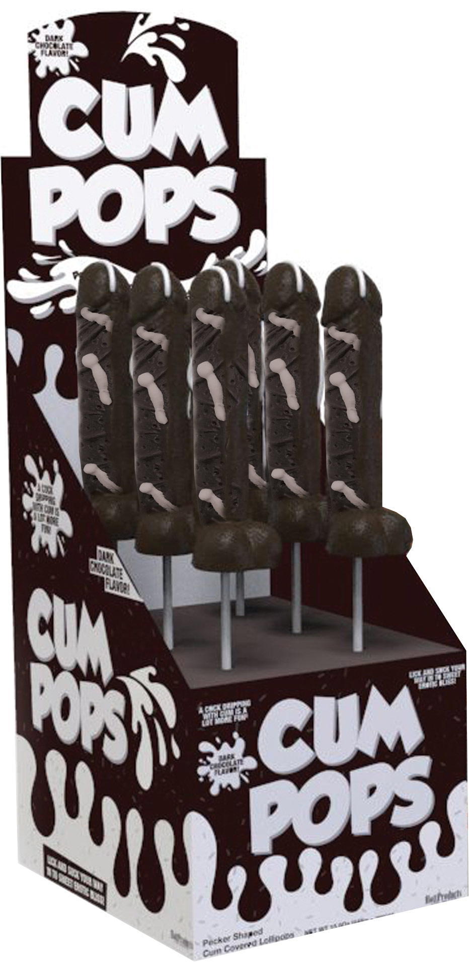 cum cock pops dark  chocolate  piece pop display 